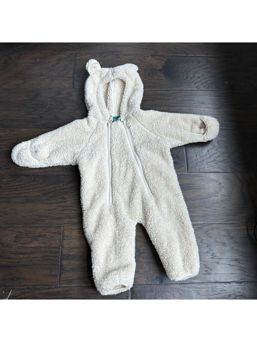 Ll bean Baby Sherpa beige off white One piece Snow Suit Size 0-3M